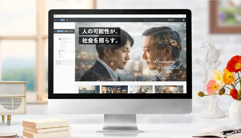 PCの前に置かれた採用サイトのイメージ